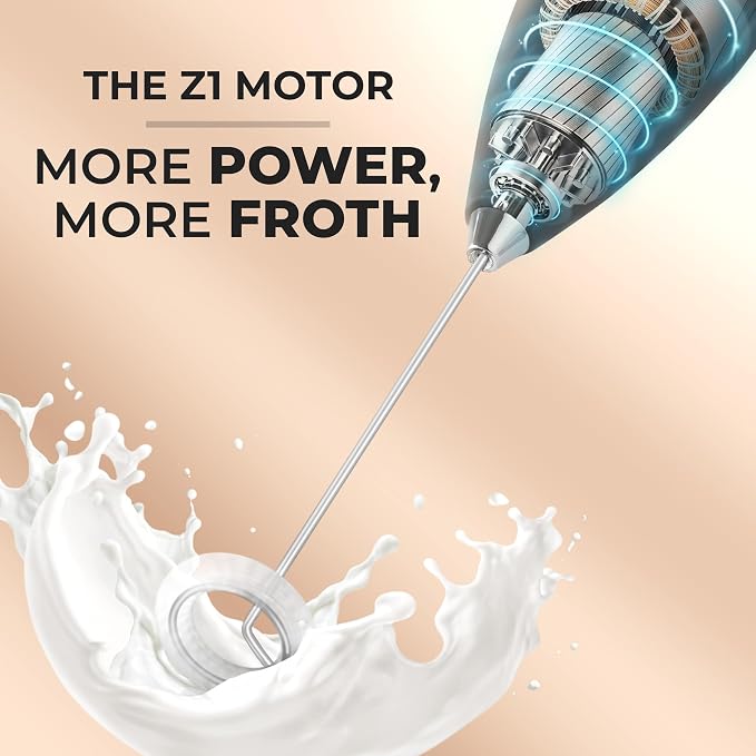 Zulay Premium Handheld Milk Frother - Powerful Electric Whisk Foam Maker