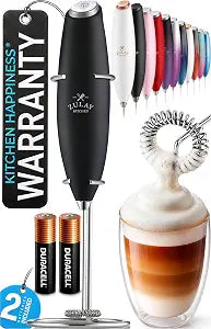 Zulay Premium Handheld Milk Frother - Powerful Electric Whisk Foam Maker